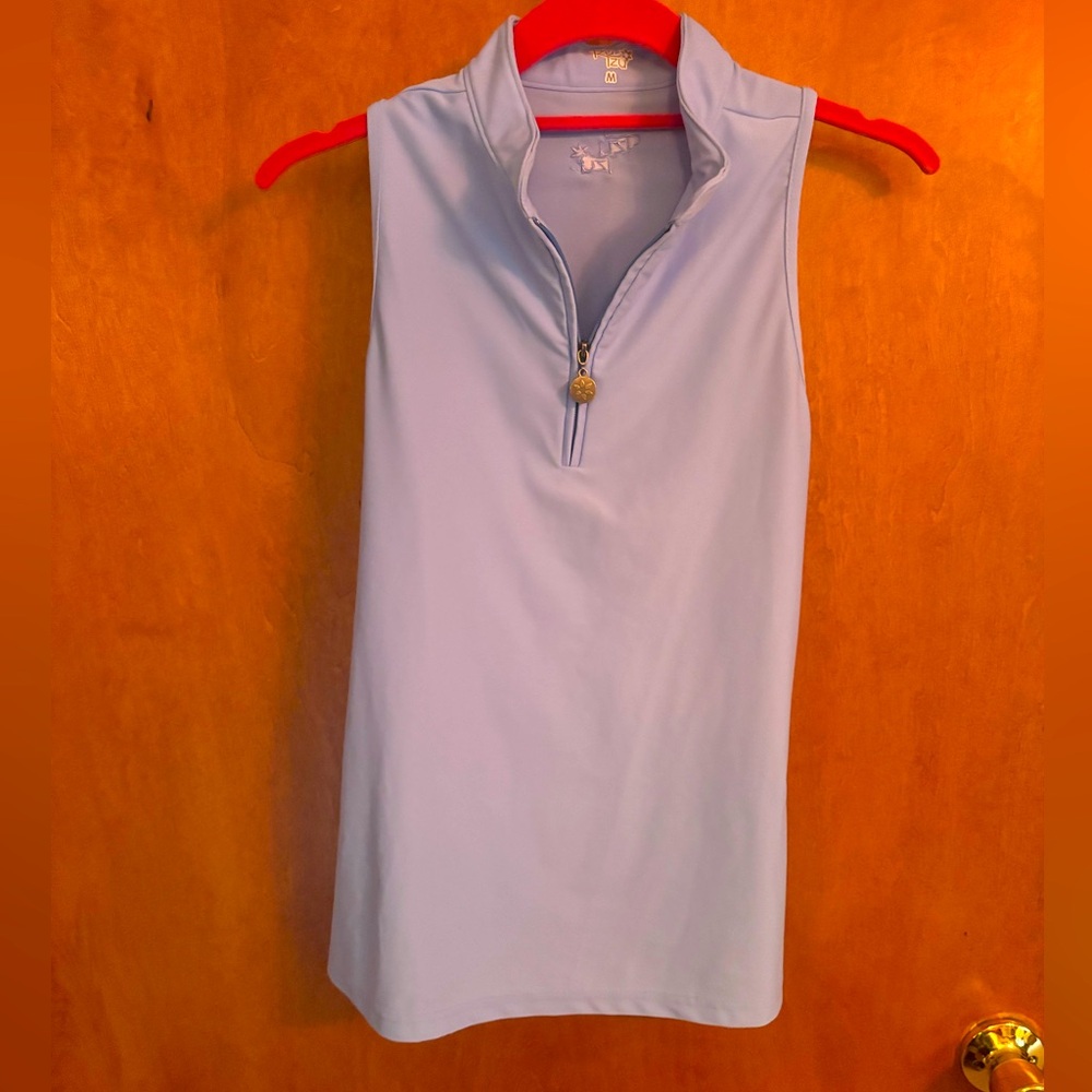 Tzu Tzu Light Blue Sleeveless Quarter Zip Top size M